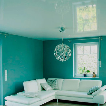 Белый Глянцевый потолок в комнату студию 20 кв.м от 17000 руб.*