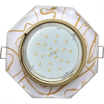 Светильник GX53 СТЕКЛО золото на белом Ecola